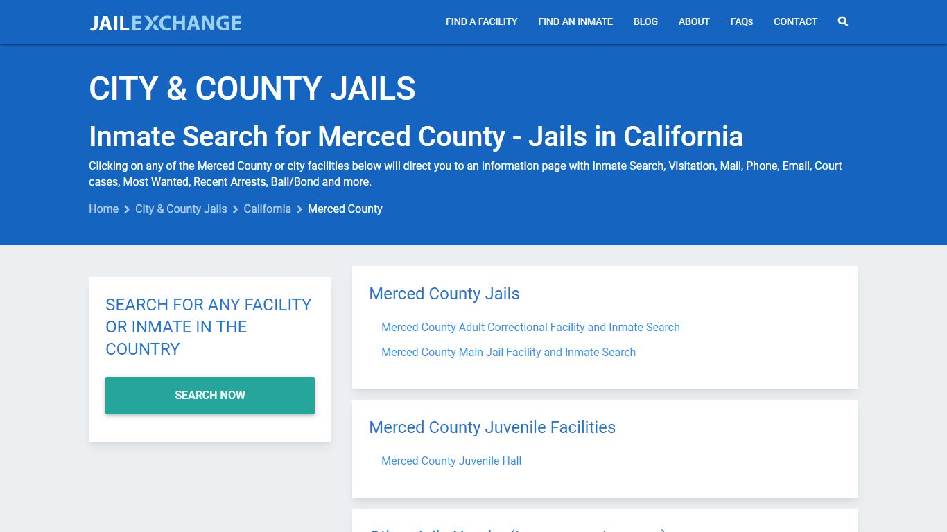 Inmate Search for Merced County | Jails in California - Jail Exchange